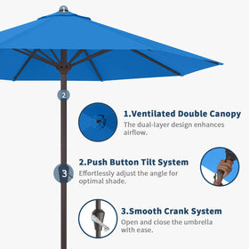 Royal blue canopy adds a vibrant accent to outdoor spaces