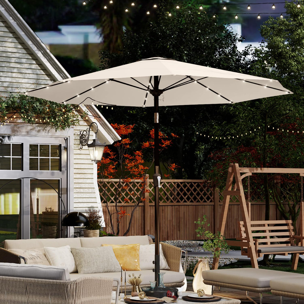 Patio Kingdom tilt-crank umbrella offers adjustable shade for versatile sun angles