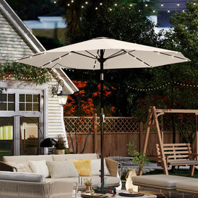 Patio Kingdom tilt-crank umbrella offers adjustable shade for versatile sun angles