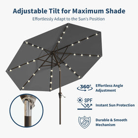 Patio Kingdom tilt-umbrella lets you adjust shade as the sun moves.