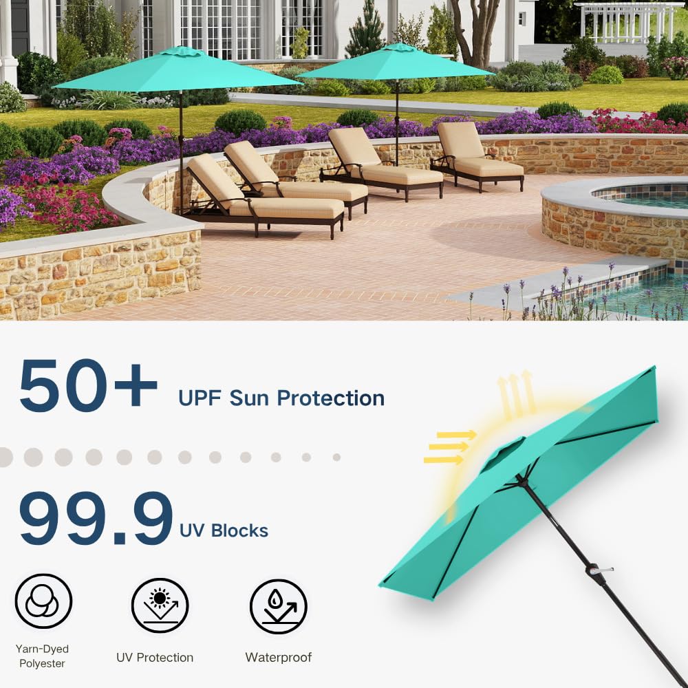 Patio Kingdom 6-rib frame adds stability against outdoor conditions.