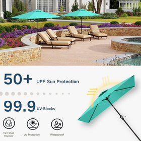 Patio Kingdom 6-rib frame adds stability against outdoor conditions.