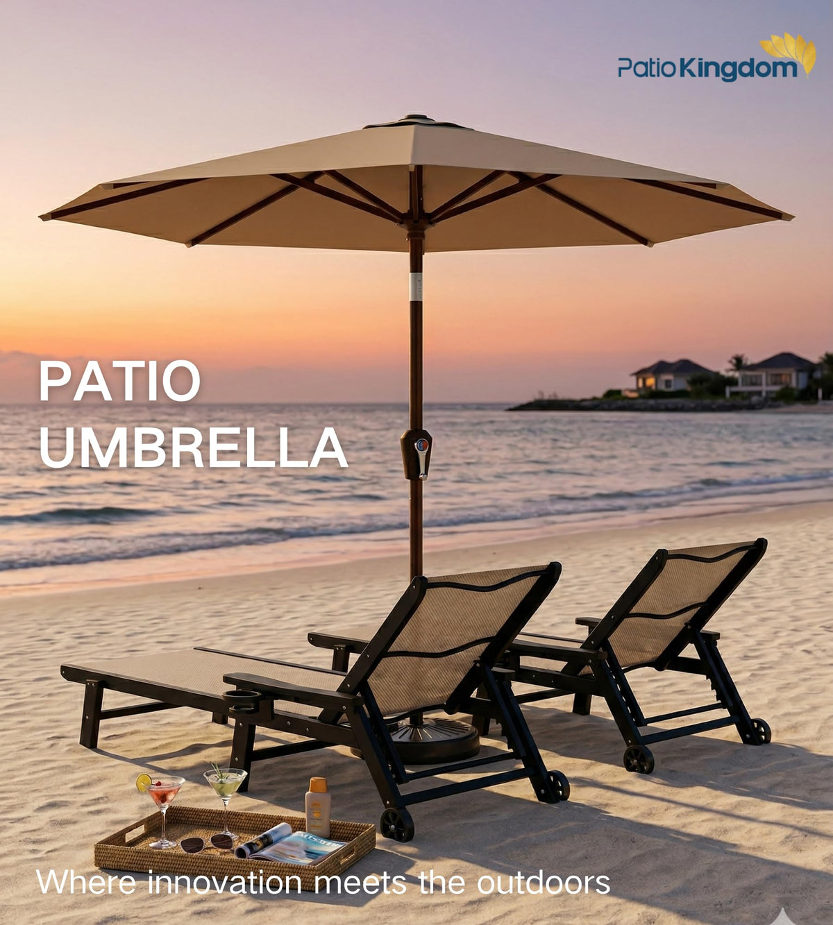 Patio Kingdom compact design with base not included for flexible placement.