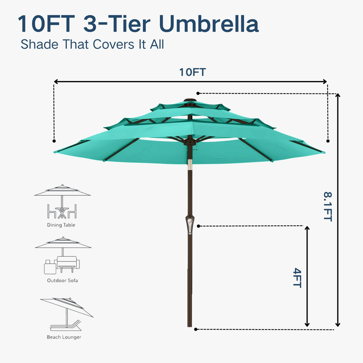 Patio Kingdom umbrella suits patios, decks, pools and gardens.