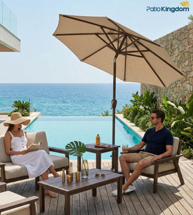 Patio Kingdom vented canopy supports airflow on warm days.