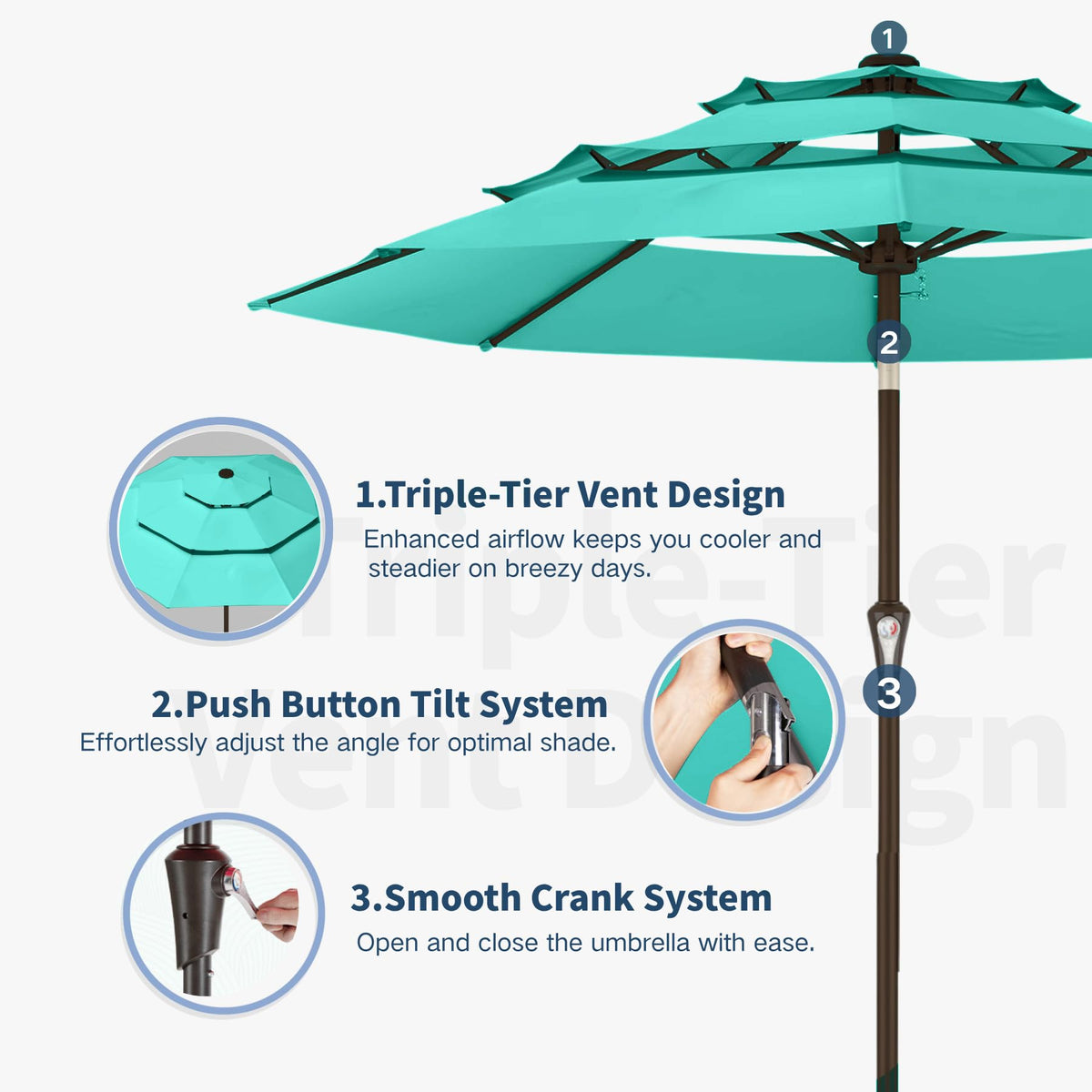 Patio Kingdom vented 3-tier design improves airflow and stability.