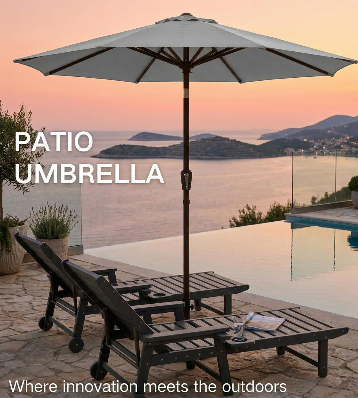 PatioKingdom waterproof fabric helps keep seating dry and cool.