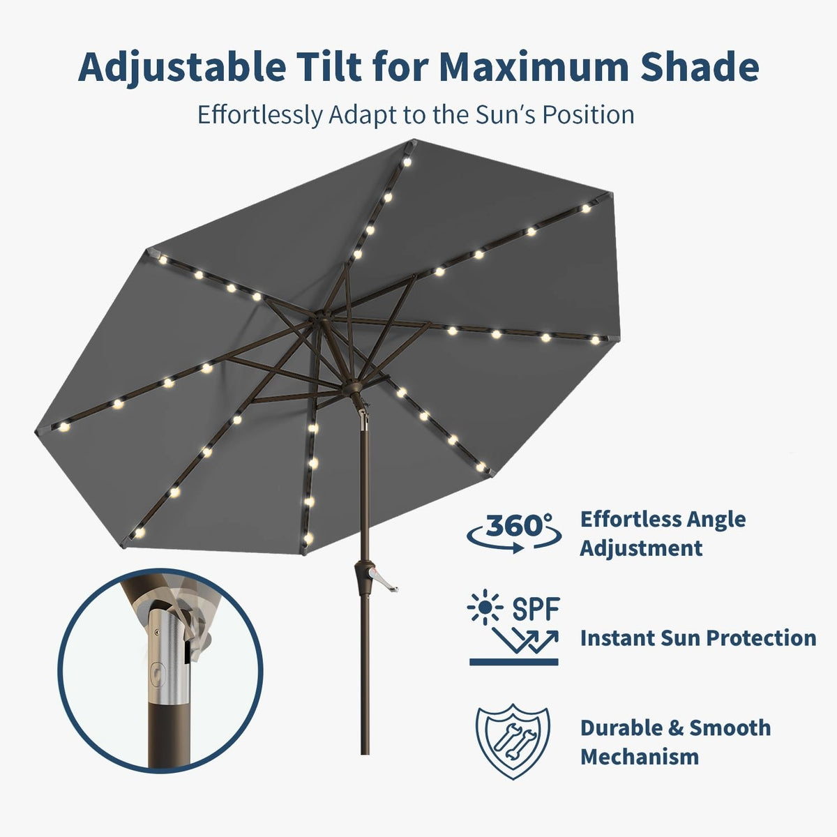 Patio Kingdom waterproof fabric protects from rain and sun.