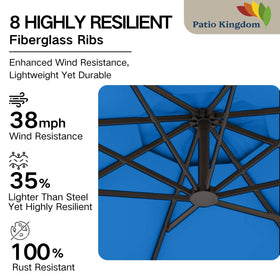 Water-repellent 180G polyester canopy shields against rain while dining outdoors
