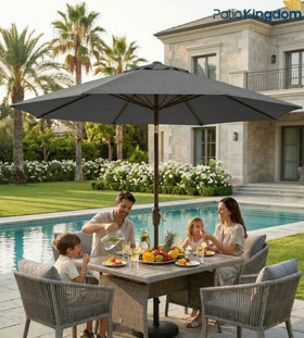 Patio Kingdom 100% polyester fabric is waterproof and UV-resistant