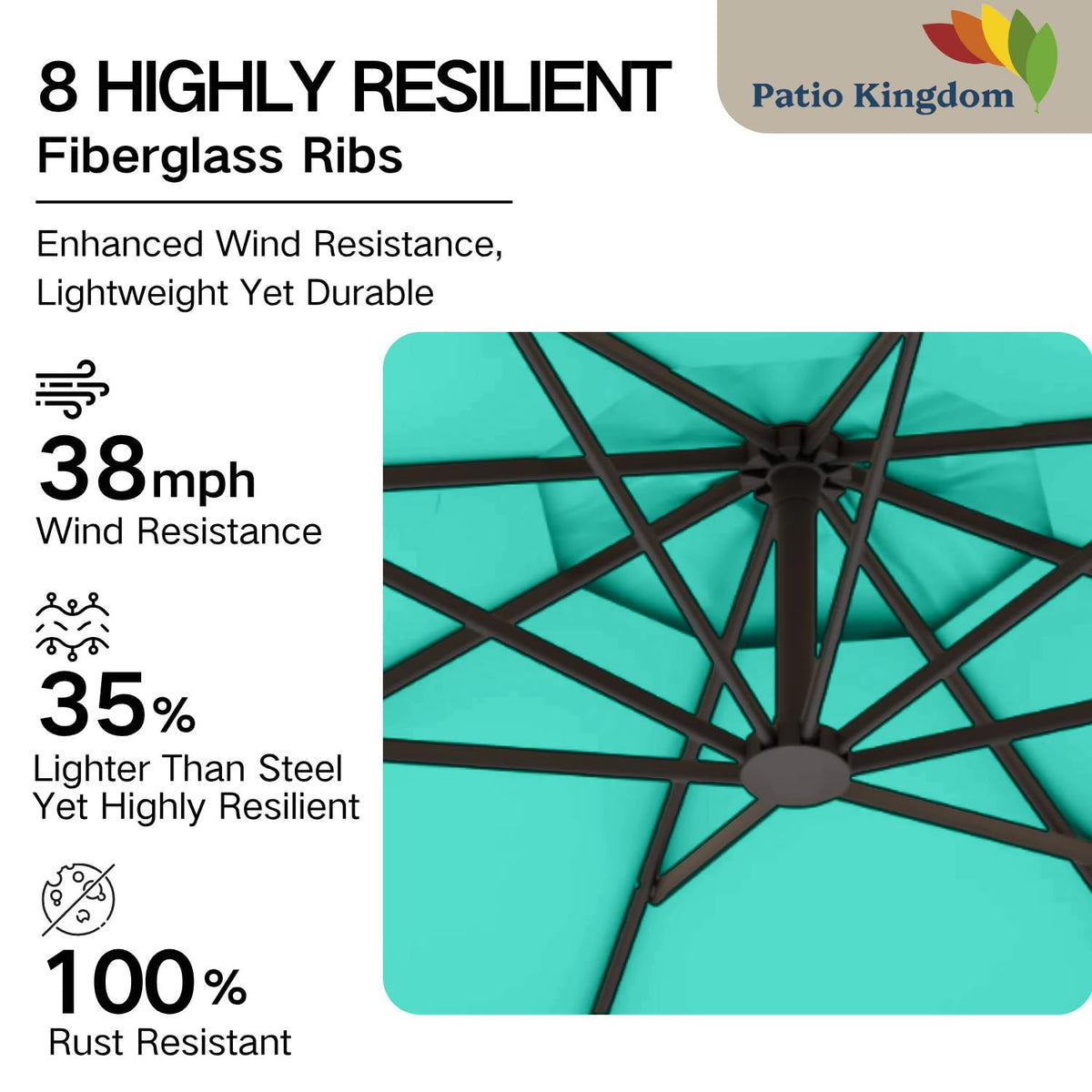 Patio Kingdom wind-vent top view highlighting airflow and stability.