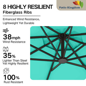 Patio Kingdom wind-vent top view highlighting airflow and stability.