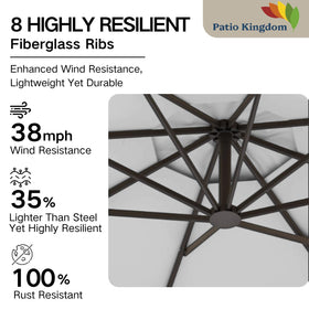 Patio Kingdom wind vent top enhances airflow for stability in breezes