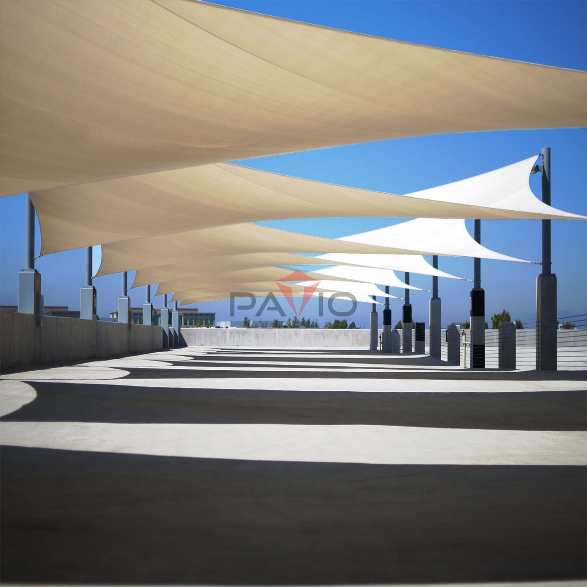 Patio Paradise breathable fabric blocks direct sun while venting air.