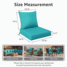 PatioGlow teal deep-seat cushion with removable cover and zipper