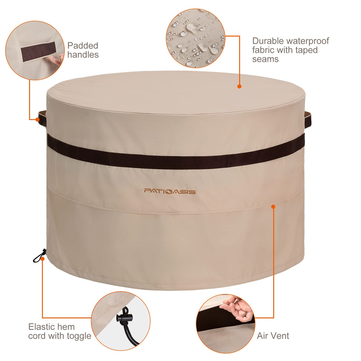 PATIOASIS UV-resistant cover protects your pit from sun fading.