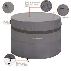 PATIOASIS breathable vent on round fire pit cover for moisture release