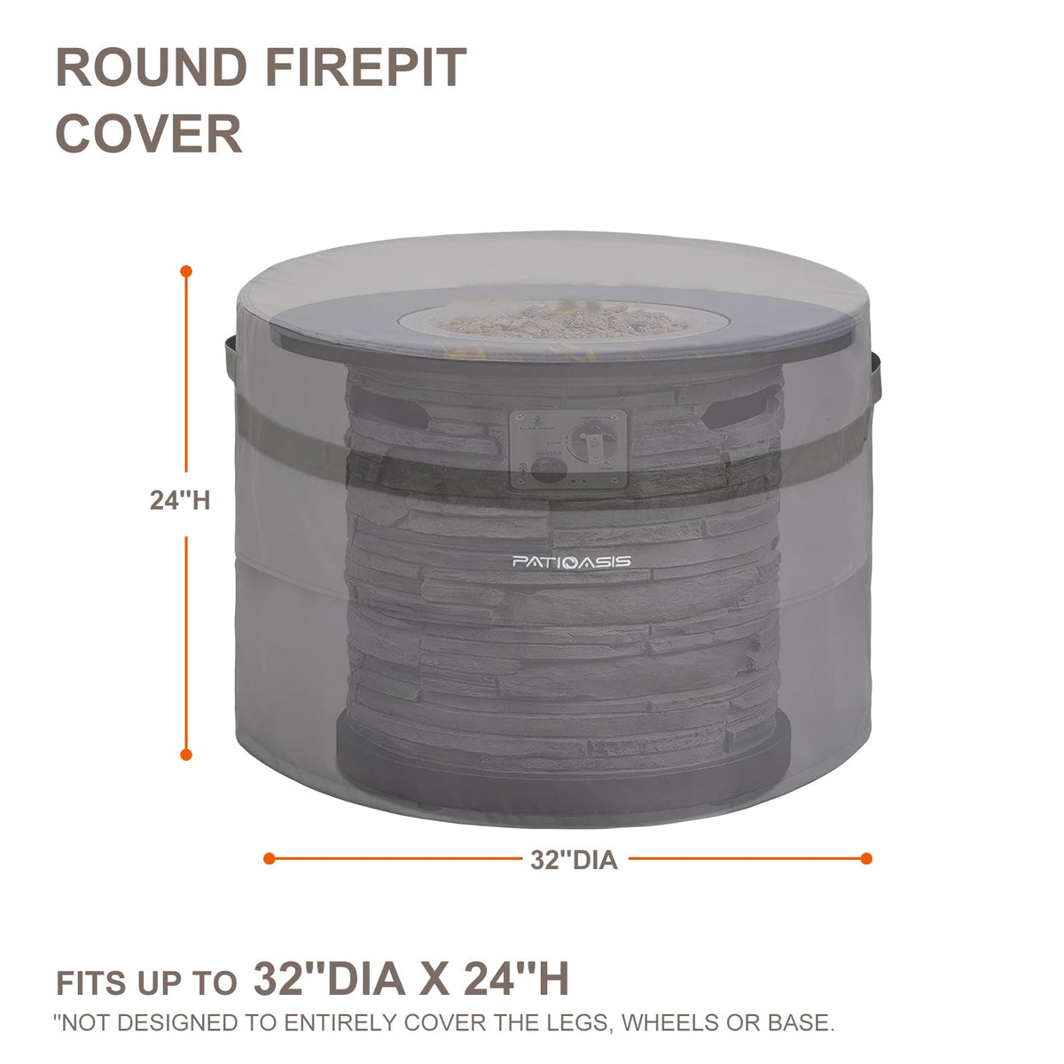 PATIOASIS round fire pit cover with drawstrings for a snug windproof fit