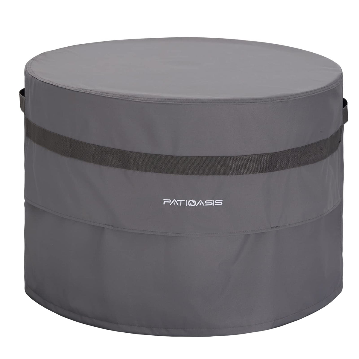 PATIOASIS grey round fire pit cover fitting 32-inch pits for weather protection