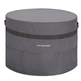 PATIOASIS grey round fire pit cover fitting 32-inch pits for weather protection