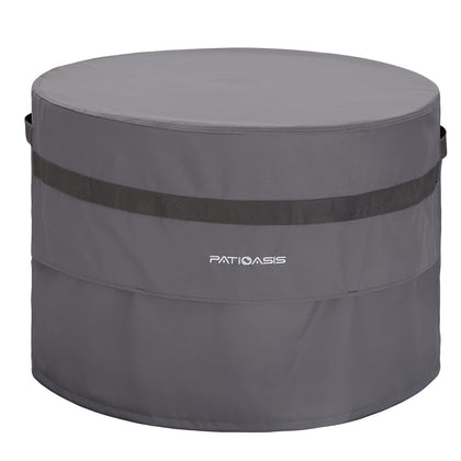 PATIOASIS grey round fire pit cover fitting 32-inch pits for weather protection