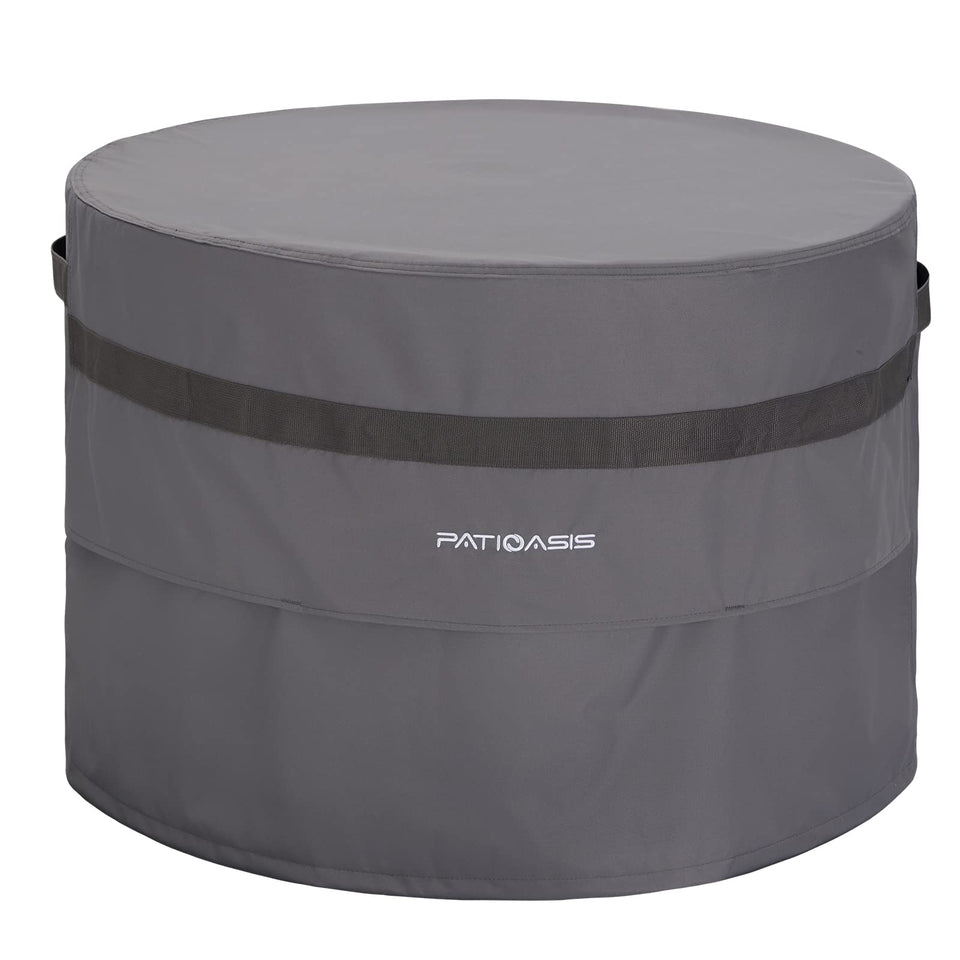 PATIOASIS grey round fire pit cover fitting 32-inch pits for weather protection