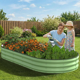 Patiobay safety edging highlights injury-preventing design during planting.