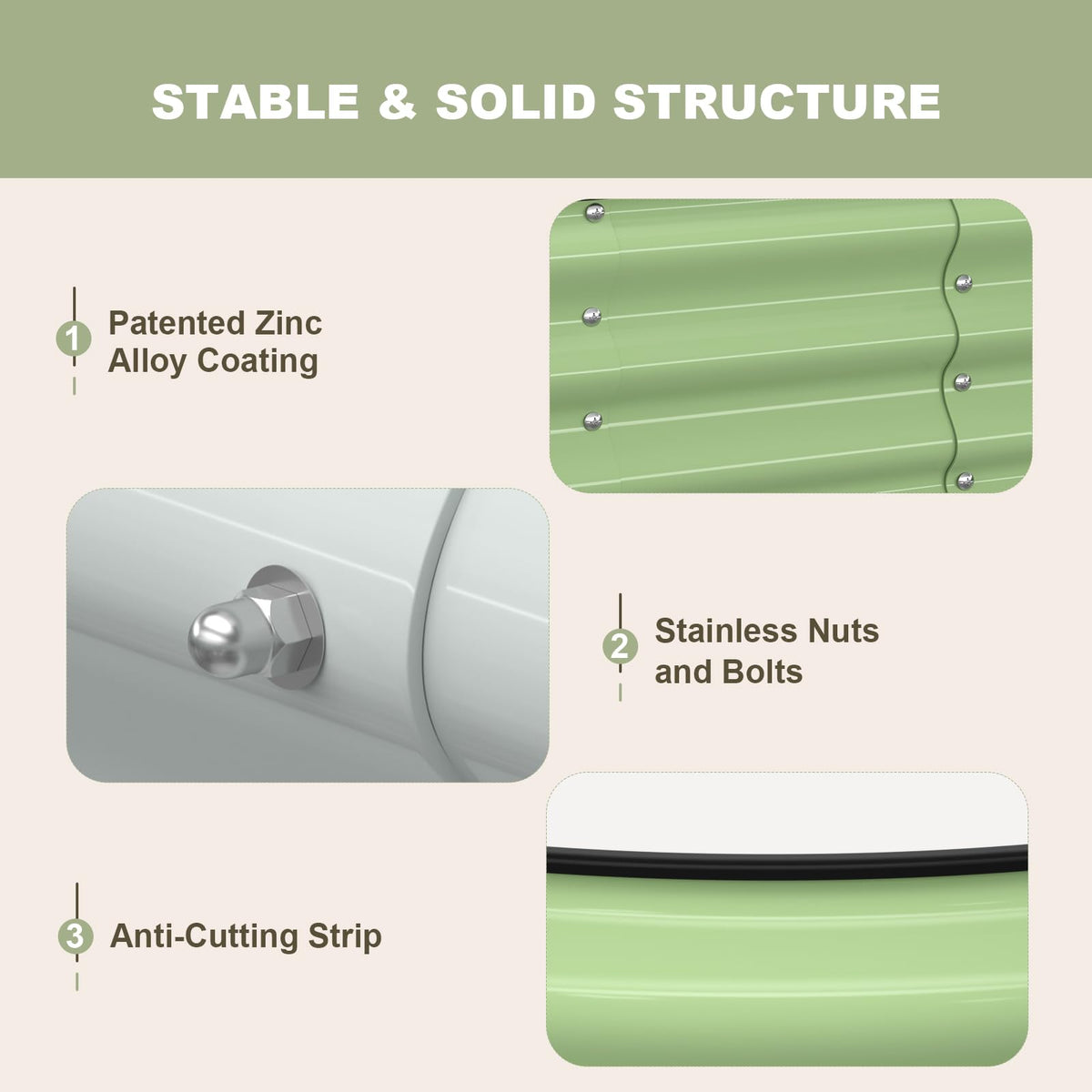 Patiobay galvanized coating resists rust, extending years of outdoor use