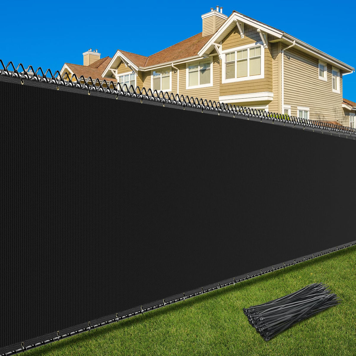 Patiobay privacy screen 5x50ft blocks sightlines while allowing airflow.