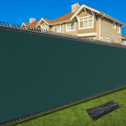 Patiobay privacy screen fence in dark green blocks visibility for gardens and yards.