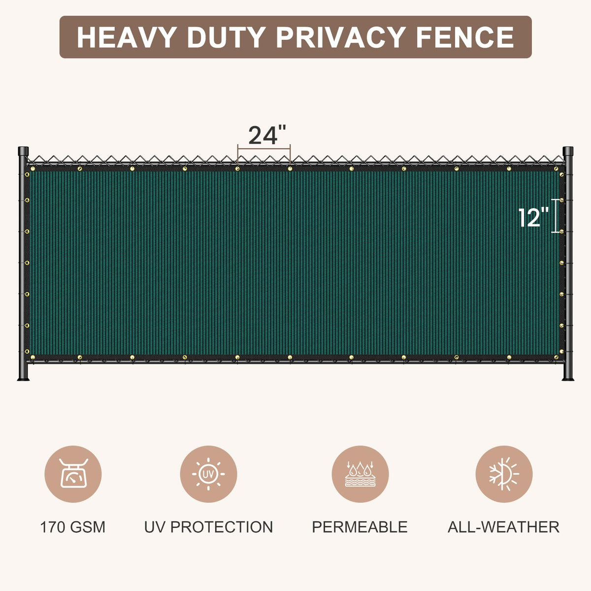 Patiobay privacy screen fence 5x50ft in dark green shown rolled for installation.