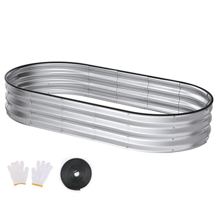 Patiobay raised garden bed in oval silver design for versatile patio gardening