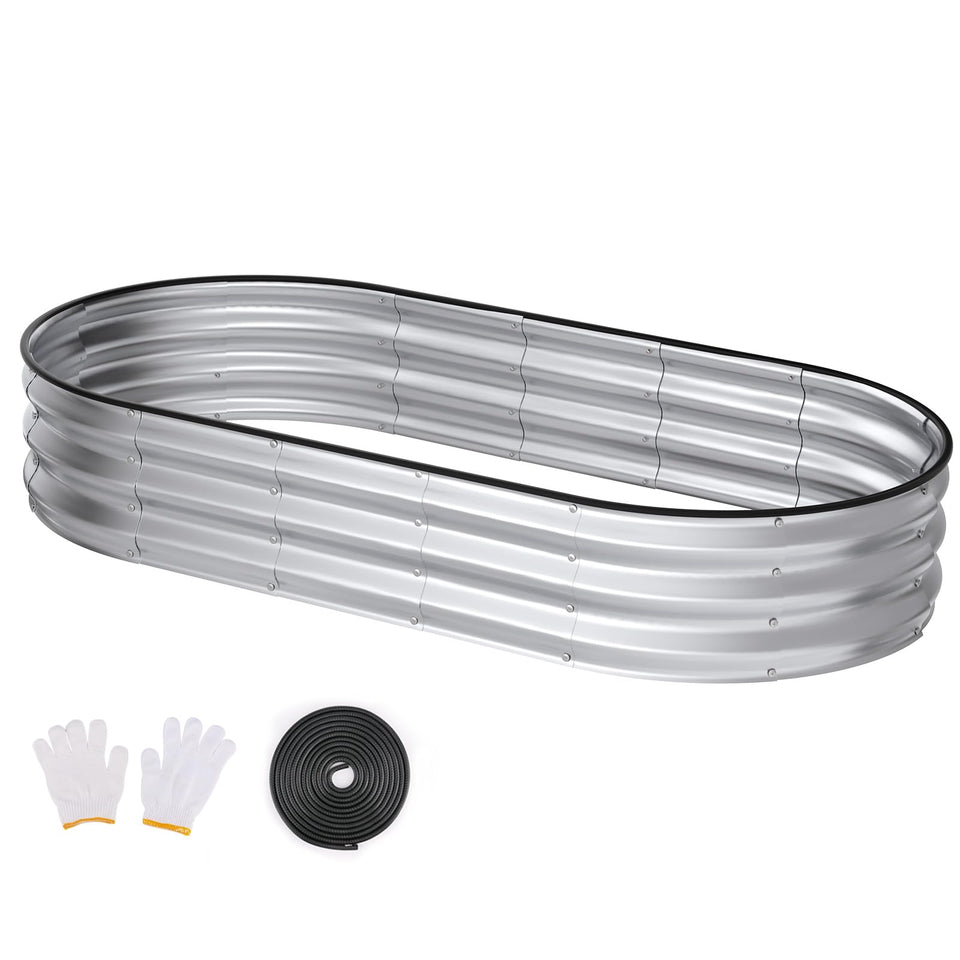Patiobay raised garden bed in oval silver design for versatile patio gardening