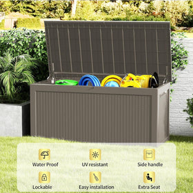 PATIOEASY imitation wood surface adds outdoor style without maintenance.