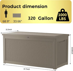 PATIOEASY resin deck box with UV-resistant finish protects contents from sun fading.