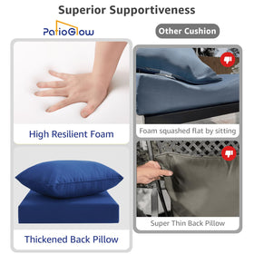 PatioGlow built-in ties keep cushions in place outdoors.