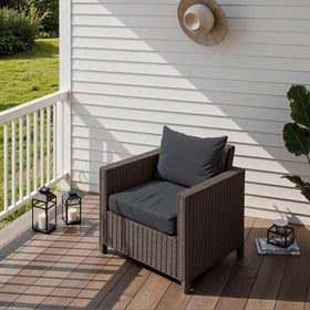 PatioGlow outdoor deck setting with cushions enhancing comfort and style