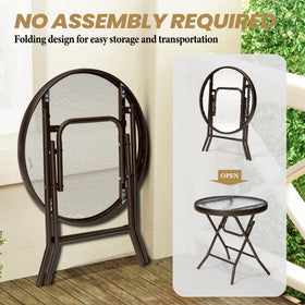 PATIOHIT tempered glass top paired with a rust-resistant frame for outdoor durability.