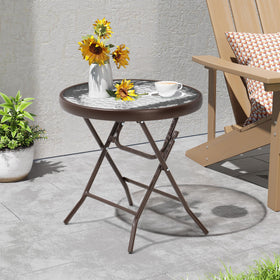 PATIOHIT versatile side table doubles as a serving surface for outdoor meals.