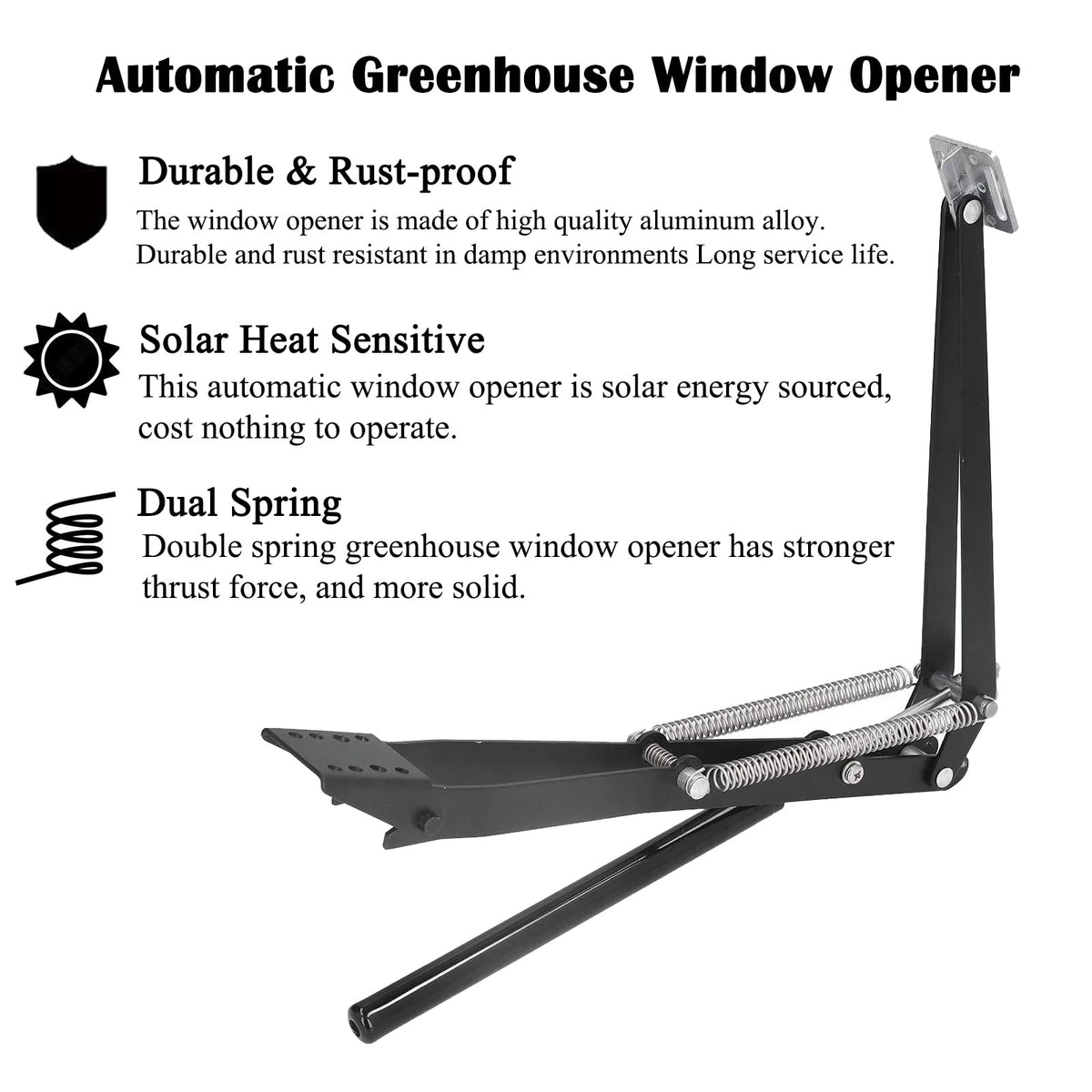 PATIOHZ 1X Auto Vent Opener installed on greenhouse roof enables hands-off climate control.
