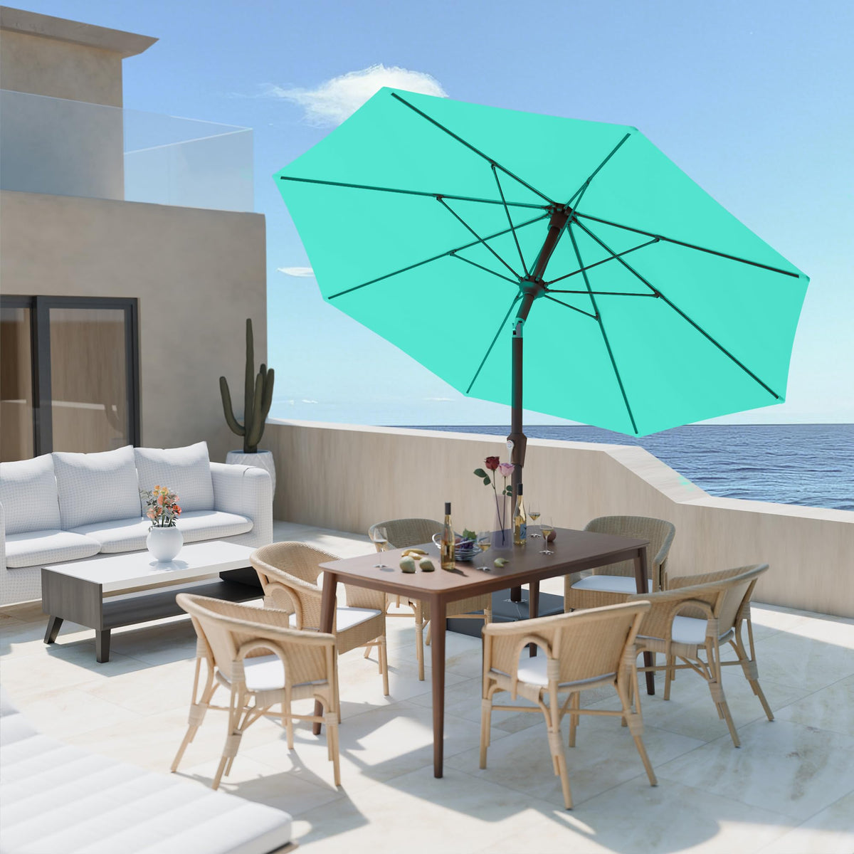 PatioKingdom UV protection and waterproof canopy for sunny days.