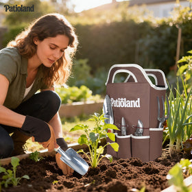 Patioland hand rake for efficient soil breaking and debris collection