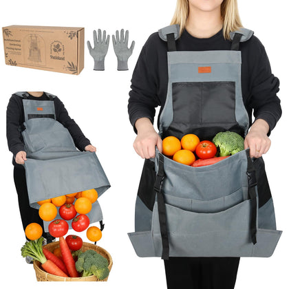 Patioland Garden Harvest Apron with large harvest pocket for easy fruit and vegetable collection