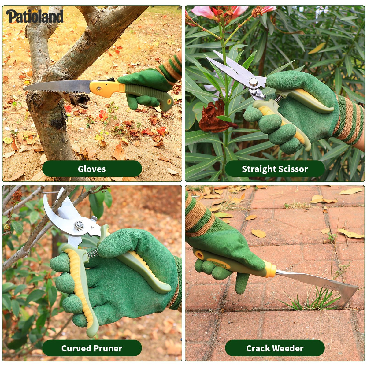 Patioland straight pruning shear with ergonomic grip to reduce fatigue.