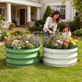 Pattiumo round raised bed offers flexible layouts for vegetables, herbs, and flowers.
