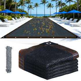 PATYDEST pool leaf cover 20x40ft fully deployed, catching leaves and debris efficiently.