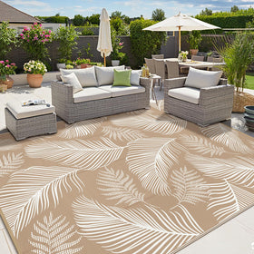Pauwer 10x14 mat suits patios, decks, porches, and picnics.