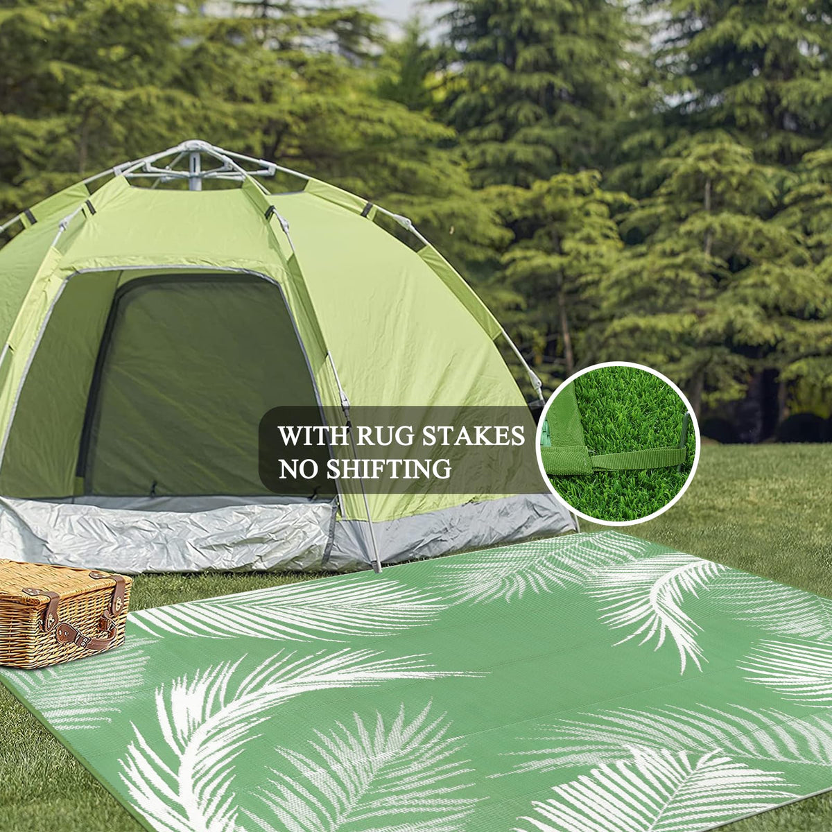 Pauwer portable camping rug with carrying bag for travel