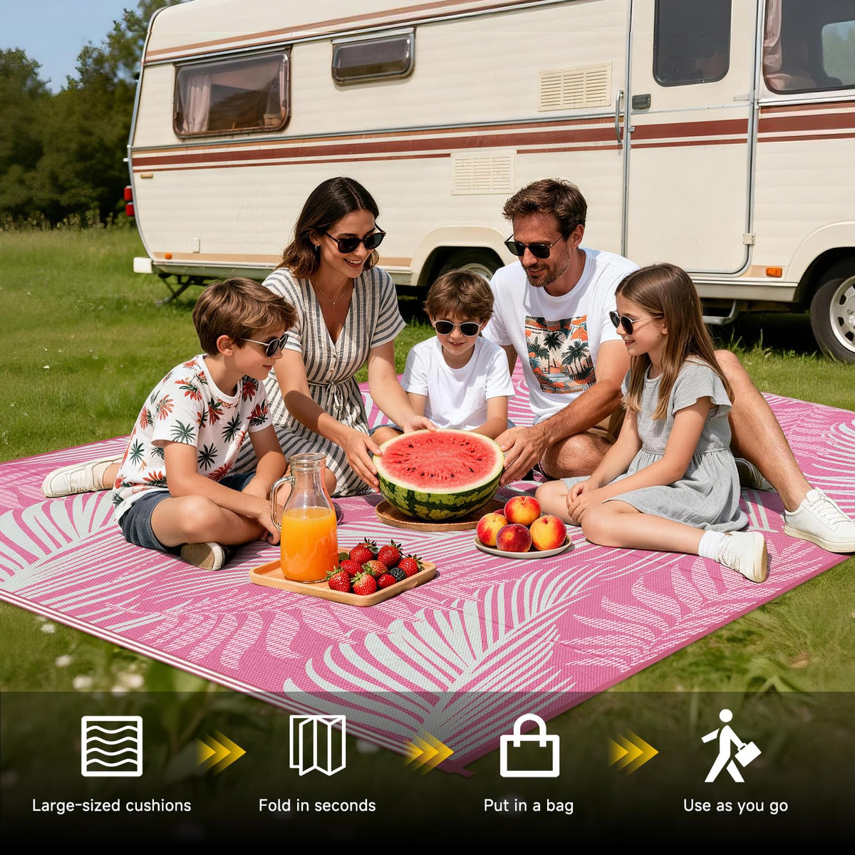 Pauwer easy-clean rug cleans with hose or cloth after outdoor use