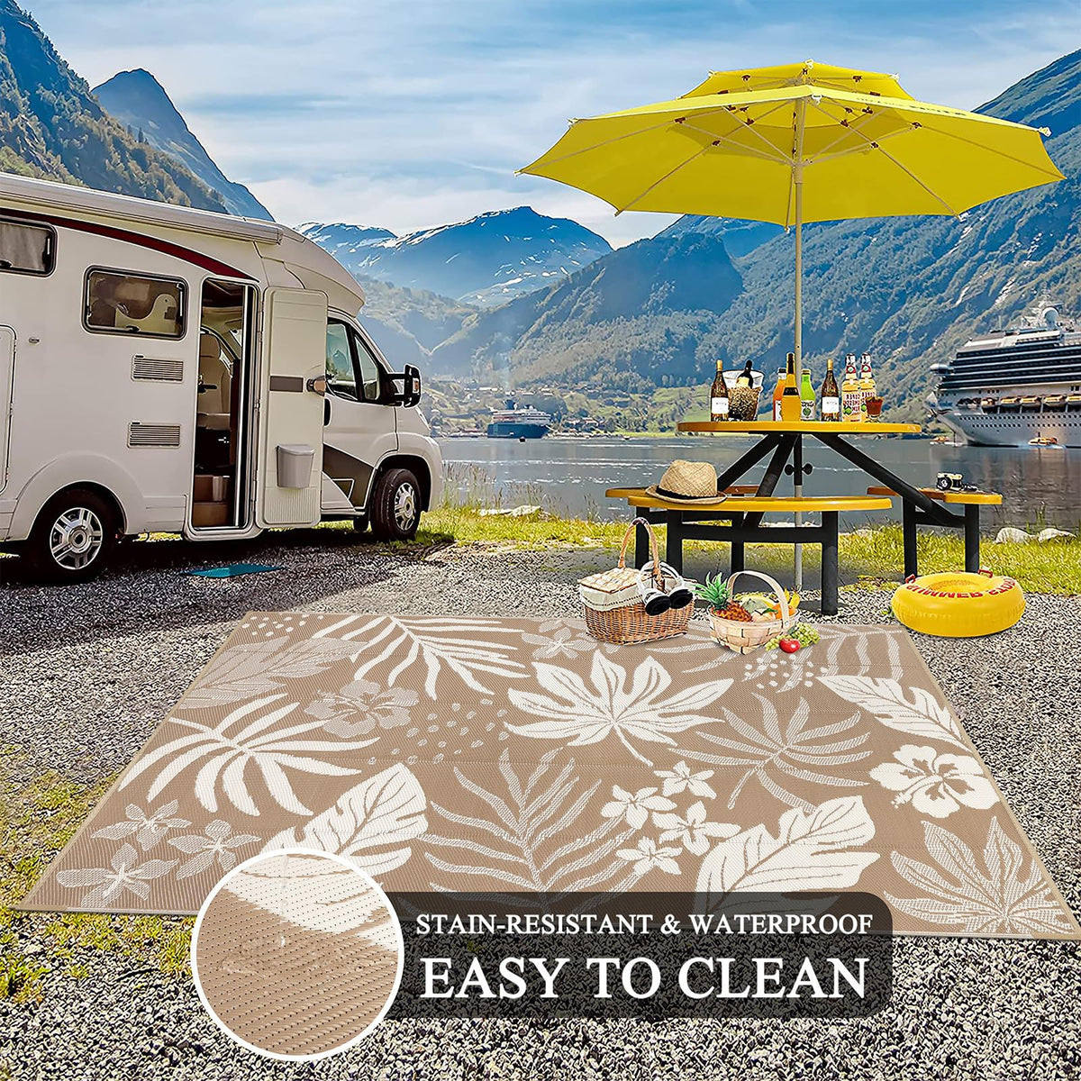 Pauwer lightweight rug with carrying bag ideal for camping and RV trips